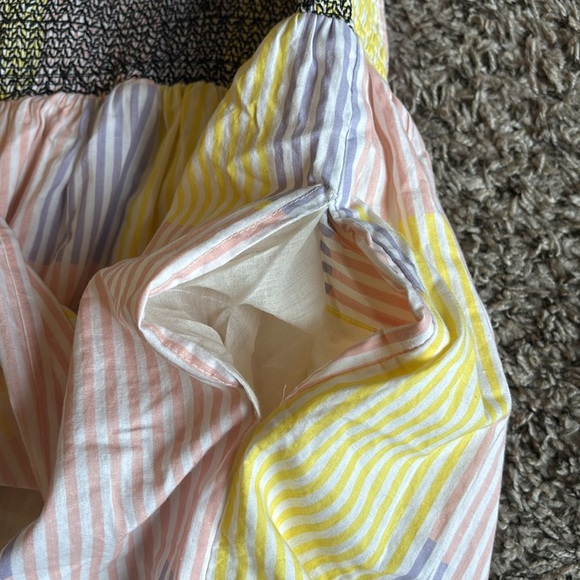 Urban Outfitters Liliana Side Slit Midi Dress Puff Sleeve patchwork striped Sz M - Picture 12 of 16